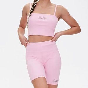 forever 21 x barbie biker short set